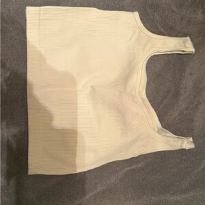 Cream Ribbed Tank Top